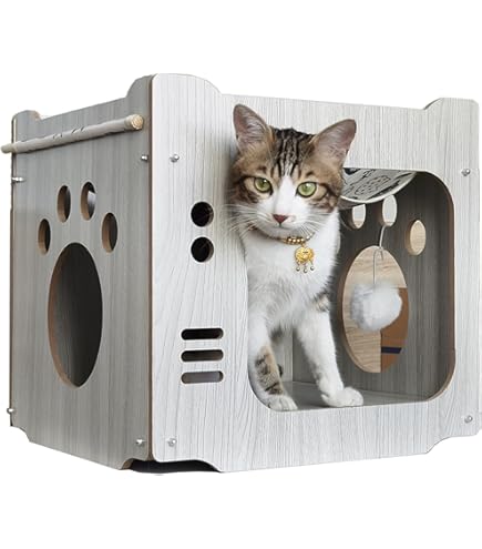 Amazon | 木製キャットハウス＜猫伸び＞ 日本製 組み立て不要 ねこ用