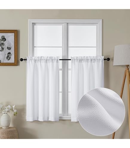 thumbnail image 2 of TOPICK Linen Blend Kitchen Curtains, 36 Inch Drop Small Cafe Curtains, Solid Pattern Light Filtering Short Curtain Tiers For Bathroom Sink Cupboard... 2 of 14