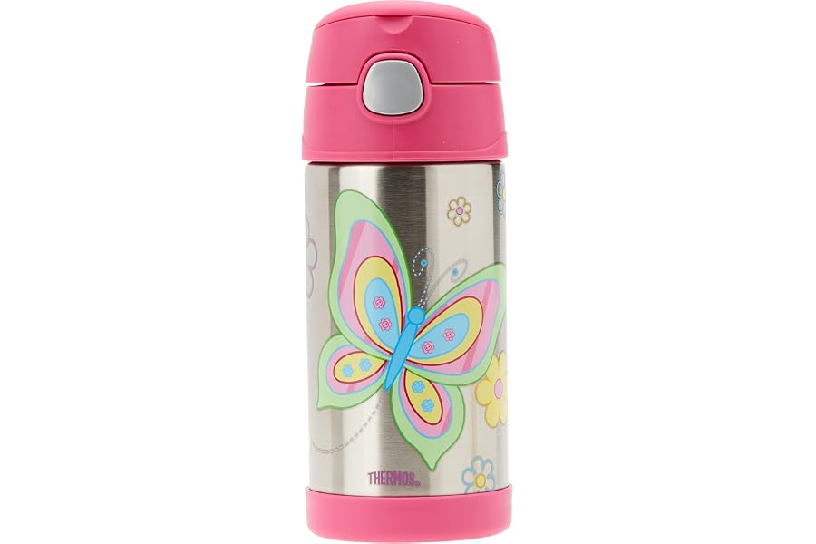 Thermos 355ml FUNtainer Vacuum Insulated Drink Bottle - Butterfly, Pink (F4011BK6AUS)