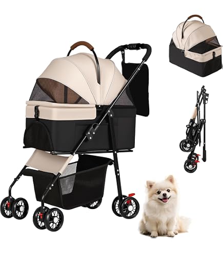 Amazon.co.jp: FOFO (フォフォ) ペットカート 犬用 ブラウン 20kg対応