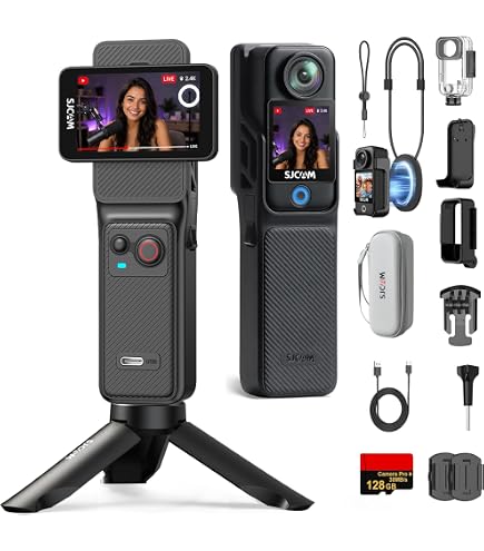 Amazon | SJCAM C400 Vlogコンボ、4Kポケットハンドヘルドカメラ、7H