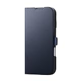 エレコム iPhone 17 ケース カバー 手帳型 ソフトレザー TPU 耐衝撃 衝撃吸収 カード収納 3つのポケット スタンド機能 ストラップホール 4つ角エアークッション ネイビー PM-A25APLFY3NV