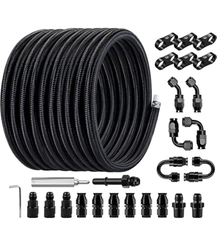 6AN 3/8 PTFE LS Swap EFI Fuel Line Kit | 20ft Nylon Braided Hose E85 Compatible 493919