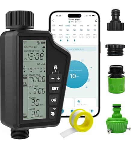 散水タイマー 出水2口 WiFi機能 ソーラーパネル付 単設定 アプリ接続 Amazon.co.jp: Moongiantgo 散水タイマー 出水2口 WiFi機能