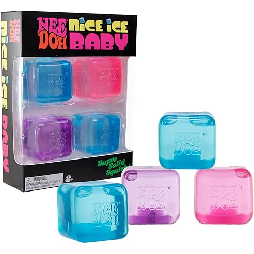 NeeDoh Nice Ice Baby Teenie Multipack, 4 Assorted Colours/Styles - Maltose Filled, Soft Squeezable Texture, Vibrant Fun Colou
