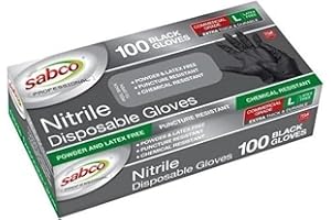 Sabco Black Extra Protection Nitrile Gloves 100 Pack - Large