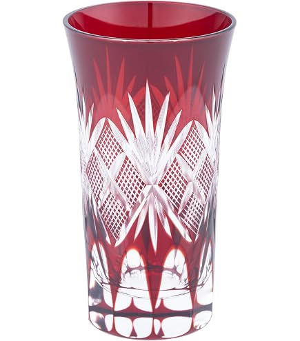 Amazon.co.jp: 江戸切子 硝子工房彩鳳 桜文様 足付ビール杯ペア M-64