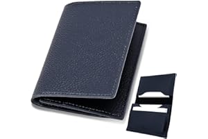 [Enich agent] 名刺入れ メンズ 本革 名刺ケース イタリア製高級レザー 大容量 (ネイビー)