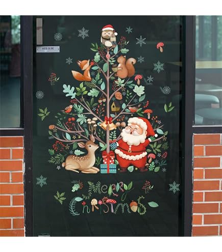 Amazon.co.jp: HOTIYOK クリスマス ウォールステッカー 窓 シール 漫画