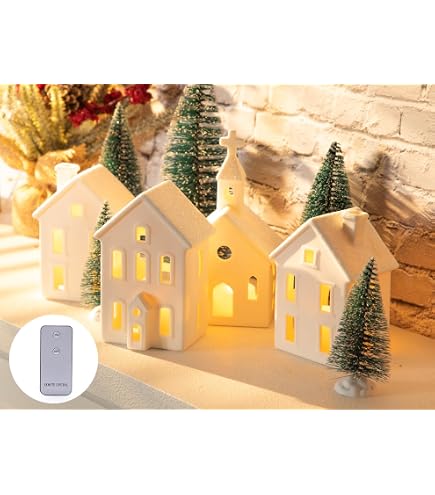 Amazon.co.jp: セラミッククリスマスビレッジセット LEDライト付き