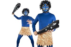 [Yuiui] 節分用 赤鬼 青鬼仮装お面コスチュームセットコスプレ仮装 7点セット 節分 鬼 衣装 コスプレ 文化祭 撮影 祭り 男女兼用 豆まき オニ退治 に最適