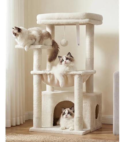 キャットタワー pawalaya 136CM 据え置き型 猫のハンモック Amazon