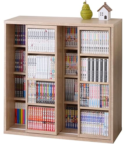 ダブルスライド本棚 奥行き34cm ✕ 幅90cm ✕ 高さ92cm Amazon.co.jp: 本棚 ダブルスライド式 奥深 スライド書棚