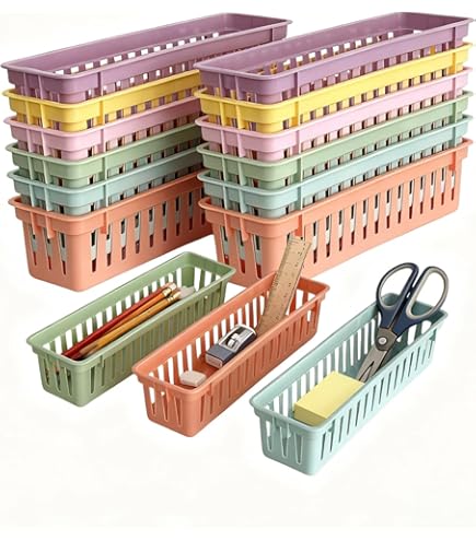 Belle Vous Stationery Storage Baskets (12 Pack) – Organiser Trays In Assorted Colours – Pen - View #7