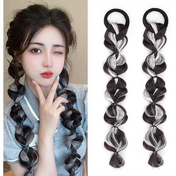 編み込みエクステ 束毛　ヘアアクセサリー ヘアエクステ ヘアアクセサリー キッズダンス衣装 エクステ ゴム