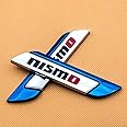 Aizfa 自動車ドアフェンダー ブルーメタル NISMO スポーツバッジ クロームサイドウィング 3Dエンブレム 1ペア ブルー Aizfa