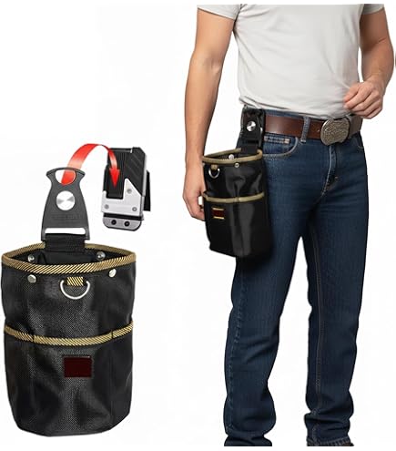 Amazon.co.jp: ノーブランド品 2連チェーン付き黒×金腰道具腰袋工具