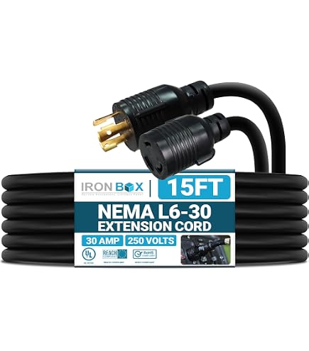 6パック 電源ケーブル Amazon | Nema 6 – 15延長電源コード – 15 A / 250 V、14 AWG – Iron