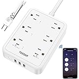 スマートプラグ TESSAN スマート電源タップ 3つスマートコンセント 3つ通常AC口 3つUSBポート 節電タップ タイマー付き コンセントWiFi 遠隔操作 音声コントロール Alexa Google Home 対応 ホワイト