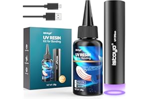 ISTOYO 30g強力瞬間接着剤、超多用途接着剤、uvランプ照射後4秒以内に急速に硬化でき、395 NM充電可能UV懐中電灯付き、金属、プラスチック、陶磁器 、ガラス、に使用できる、修復/固定/粘合/シール