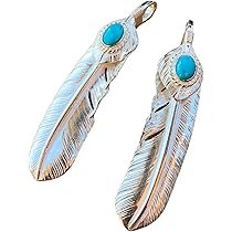 特大フェザー 上銀 銀縄 ターコイズ 右向き ☆早い者勝ち ポイント5倍｜SALE】上金金縄ターコイズ特大フェザー 右向き