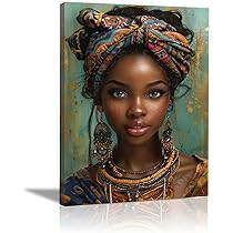 絵画　アート　美術作品　アフリカの女性 黒いトライバルアートの絵画 アフリカの女性 壁の絵画