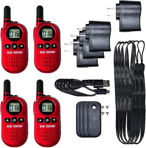 BLUE CENTURY ブルーセンチュリー 国内メーカー 超小型 特定小電力 トランシーバー BC-20 Chanty RED (シャンティ レッド) 充電器/ベルトクリップ等付属 インカム 総務省技術基準適合商品 技適マーク有 (本体4台セット) - 1