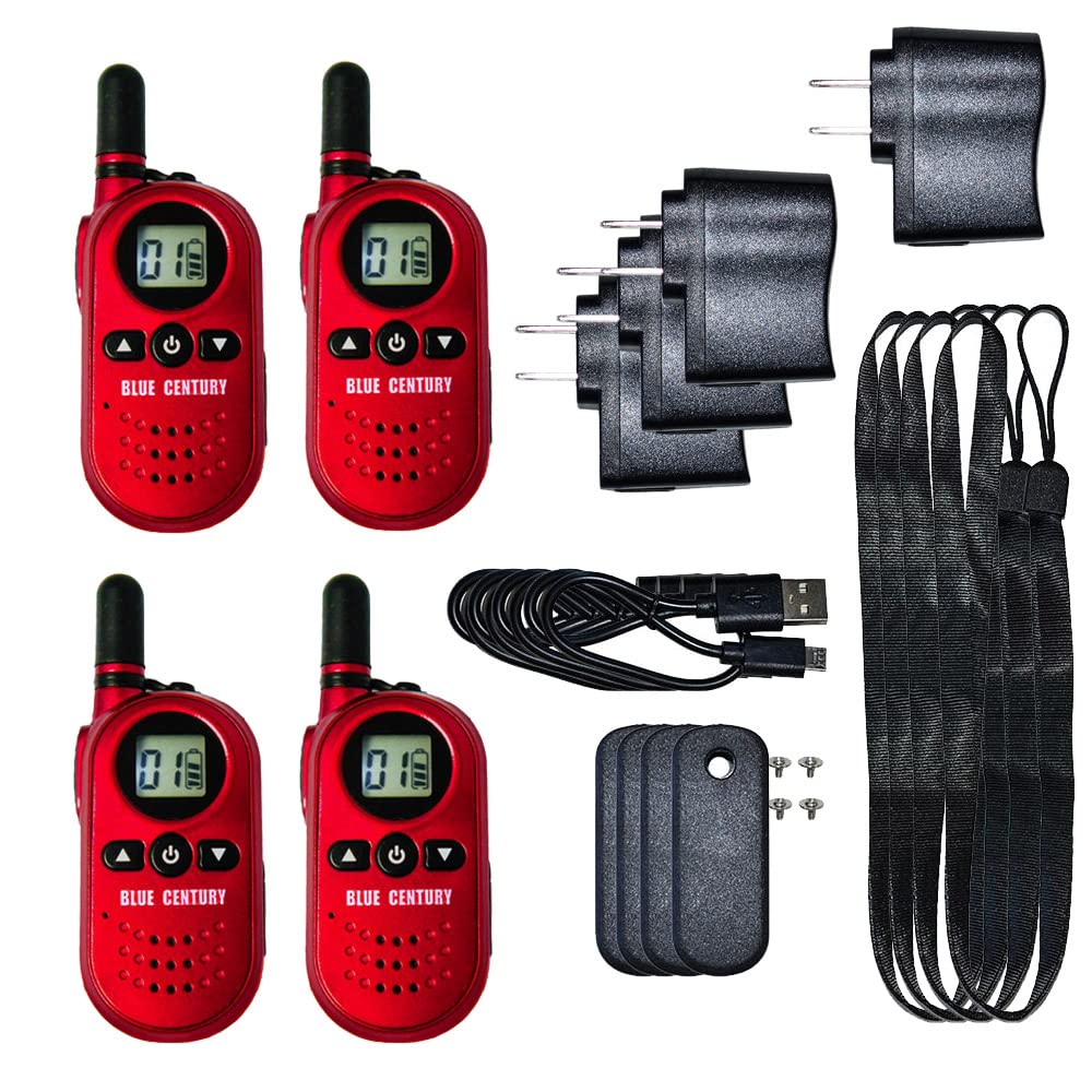 BLUE CENTURY ブルーセンチュリー 国内メーカー 超小型 特定小電力 トランシーバー BC-20 Chanty RED (シャンティ レッド) 充電器/ベルトクリップ等付属 インカム 総務省技術基準適合商品 技適マーク有 (本体4台セット) - 1