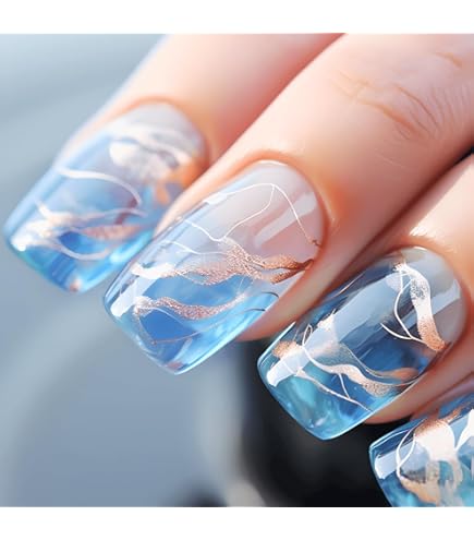 Amazon | 成人式 ネイルチップ 和風 青系 紺色 エヌマケ | 834NAIL