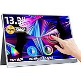 モバイルモニター kksmart 13.3インチ タッチパネル 超軽量400g 高輝度400nits 100％色域 超薄型 5点タッチ 画像比自動適合 16:10 解像度1920*1200 スピーカー内蔵 HDRモード対応 非光沢IPSパネル USB