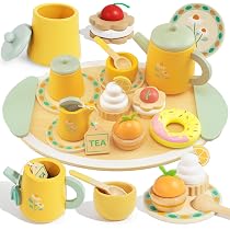 Amazon.co.jp: Plintone プレイハウス 小さな女の子用木製ティーセット