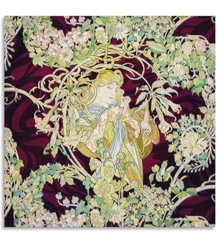 Amazon.co.jp: ミュシャ 四季（春） シルクスクリーン版画 限定