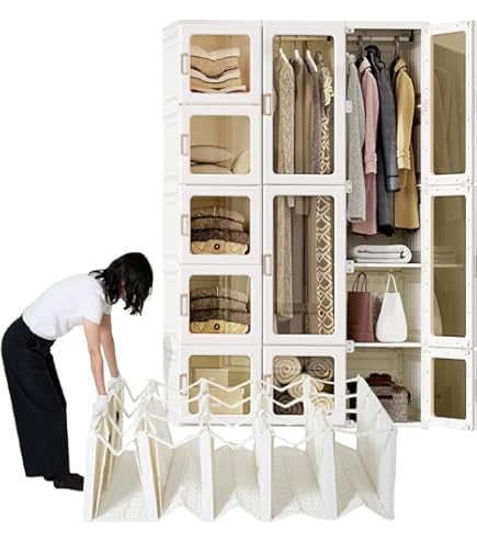 Amazon｜折りたたみ式ワードローブ 大容量収納 簡単組立 省スペース
