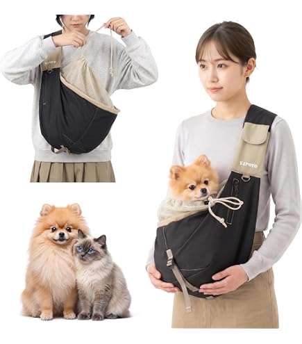 Amazon | ブラック スタンダード 犬用 猫用 ファンドルペットスリング