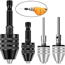 4 Pieces Keyless Drill Chuck, 1/4, 1/8 