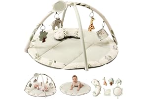 Fortella Baby Gym Play Gym baby gym baby newborn play mat toy mobile 0 months 5 months 1 year educational toy popular birth celebration gift gym for baby (Sage Green)