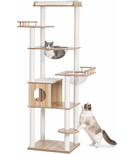 Amazon.co.jp: キャットタワー 多機能 猫タワー 木製 爪研ぎ おもちゃ