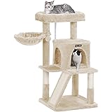 FEANDREA キャットタワー 大型猫 ハンモック耐荷重10KG 猫タワー 天然サイザル 広いハウス 多頭飼い 安定性 96cm PCT51MV1
