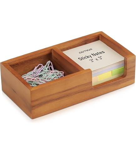 CINRLLA Wooden Notepad & Pen Holder 6.5" X 4.7" Sticky Note Pad