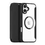 【SkinX Pro Series】iPhone16 Plusケース iPhone16 Plus ケース iPhone 16 Plus ケース 手帳型 MagSafe対応 カード収納 アイフォン 16 Plus ケース ワイヤレス充電対応 マグネット式 超薄型 軽量 高級PUレザー 背面クリア 耐衝撃 全面保護(iPhone 16 Plus、ブラック)