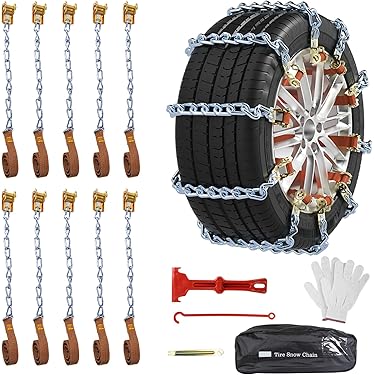 【新品未使用】　TOPX スプリングチェーン 5号 冬用タイヤチェーン Amazon | タイヤチェーン スノーチェーン 4種スパイクピン 簡単