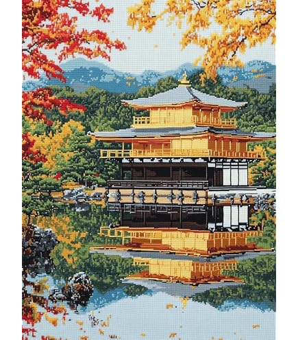 Amazon | クロスステッチ刺繍 日本の風景 秋の金閣寺 人気図案印刷