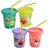 レック(LEC) ポリプロピレン アンパンマン フタ付き ストローカップ S (180ml) 4個入 マルチカラー 4個 (x 1) A00006