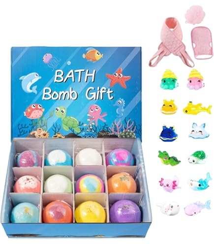 Amazon.co.jp: バスボム 子供 12個ギフトセット 【1個60g】 内蔵