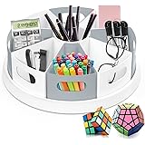 MeCids 360 Rotating Storage Organizer Desk Organizers Pen Holder– 12” Lazy Susan Style Caddy with Removable Bins, for Home Of