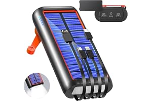 ソーラーモバイルバッテリー 22.5W/PD18W 61200mAh 急速充電 手回し充電 ソーラーチャージャー 防災士監修 | 4本ケーブル内蔵 Type-C モバイルバッテリー ソーラー IPX7防水 耐衝撃 携帯 スマホ充電器 LEDライト付き