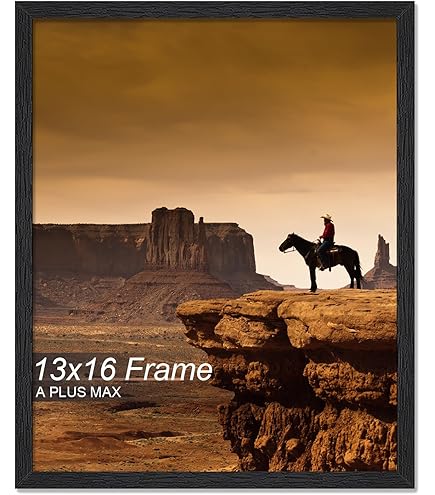 Yaetm 12x16 Black Wood Picture Frame With Mat For 8.5x11 Set Of 2, Solid Wood