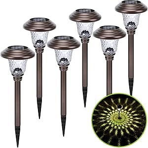 ガーデンライト 屋外 ソーラーライト 屋外ライト 屋外照明 埋め込み式 防水 高輝度 暖色系 金属表面 ガラスシェード…