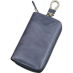 キーケース メンズ 本革 カードキーケース スマートキーケース 車キーケース 6連 2つ外側ポケット カード入れ カラビ…