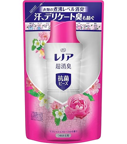 新品　レノア煮沸レベル消臭抗菌ビーズ☆リフレッシュフローラルの香り Amazon | レノア 超消臭 煮沸レベル消臭 抗菌ビーズ リフレッシュ